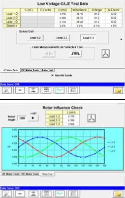 Impedance and Rotor test summary interface