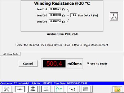 Winding resistance summary interface